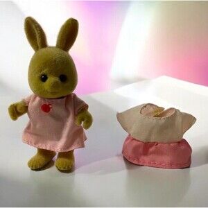 Vintage Maple Town Sylvanian Patty Rabbit With Extra Shirt Mini Doll
